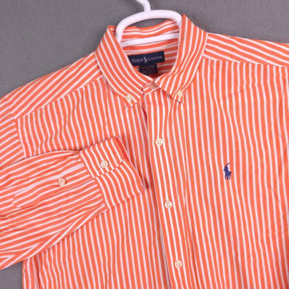 Ralph Lauren Orange & White Striped Button-Down Shirt